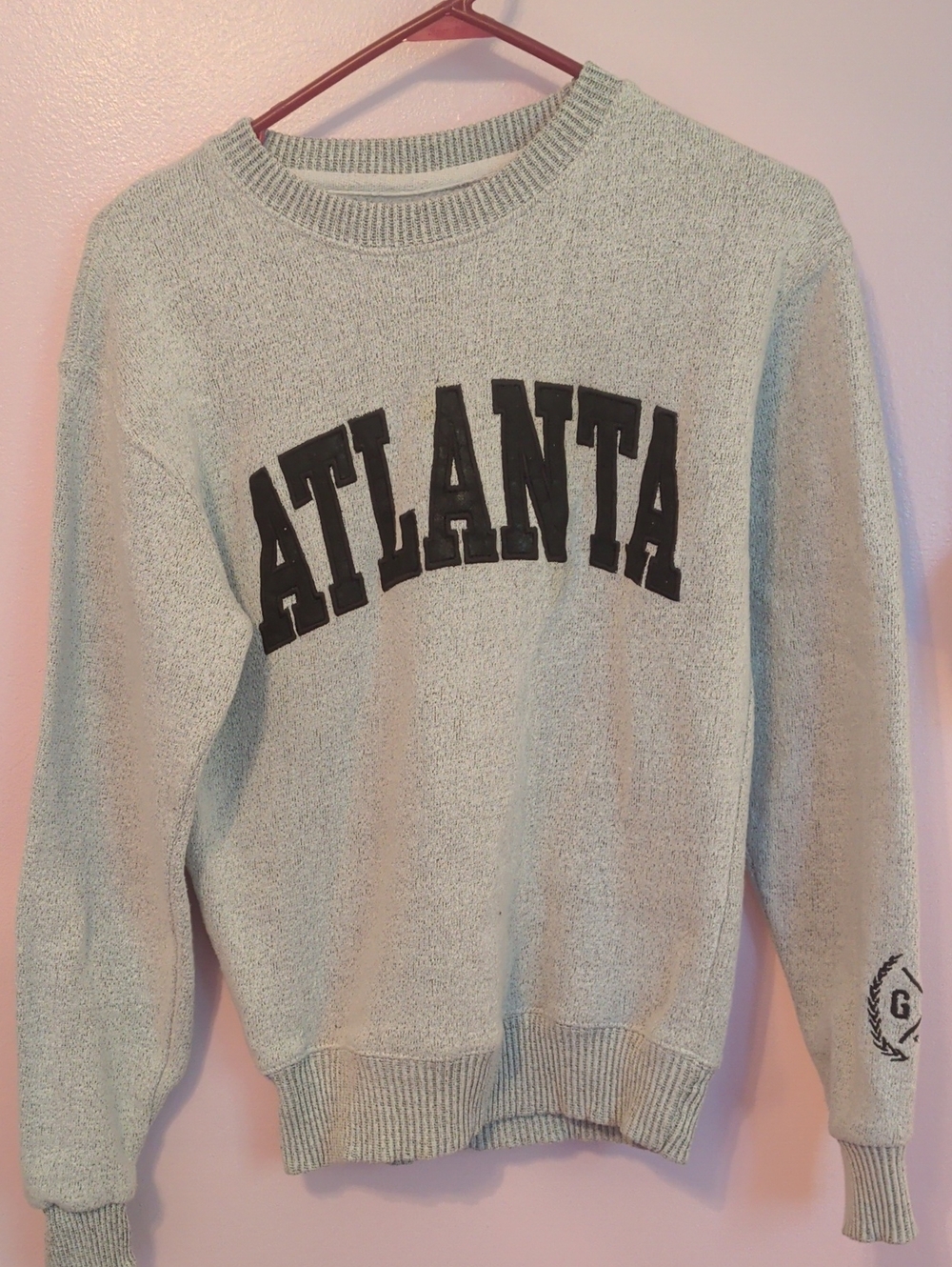 Atlanta Crewneck Sweater - Gray with navy letters